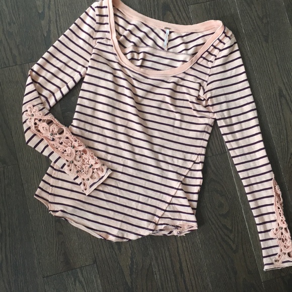 Free People Striped Lace Long Sleeve - Picture 2 of 7